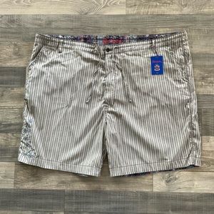 NWT Robert Graham Shorts Size Men’s 58 Grey Striped Embroidered TS08415B